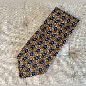 Vintage Christian Dior Monsieur Silk Neck Tie Blue Navy Gold Geometric Canada